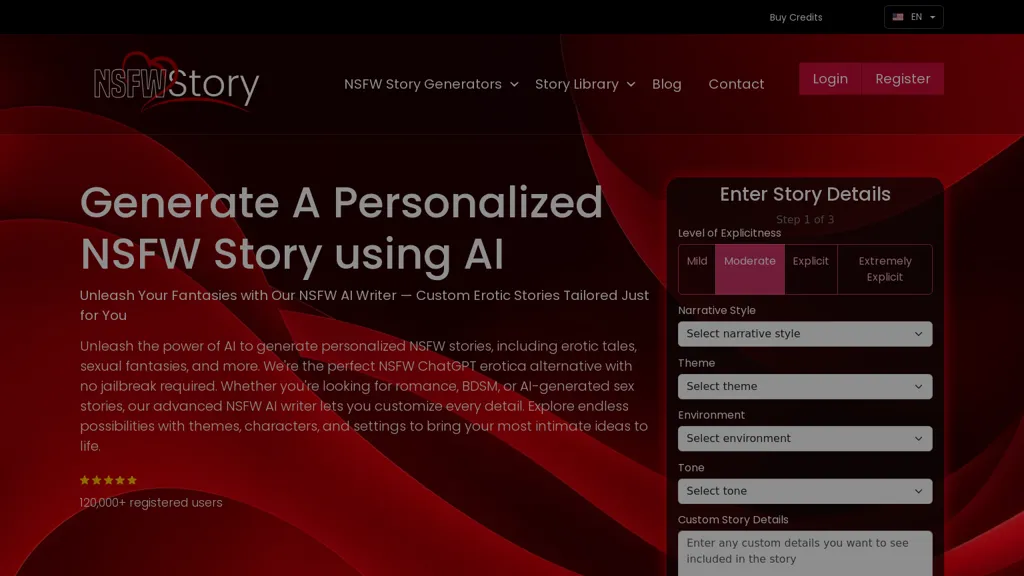 NSFW Story Generator AI tool screenshot