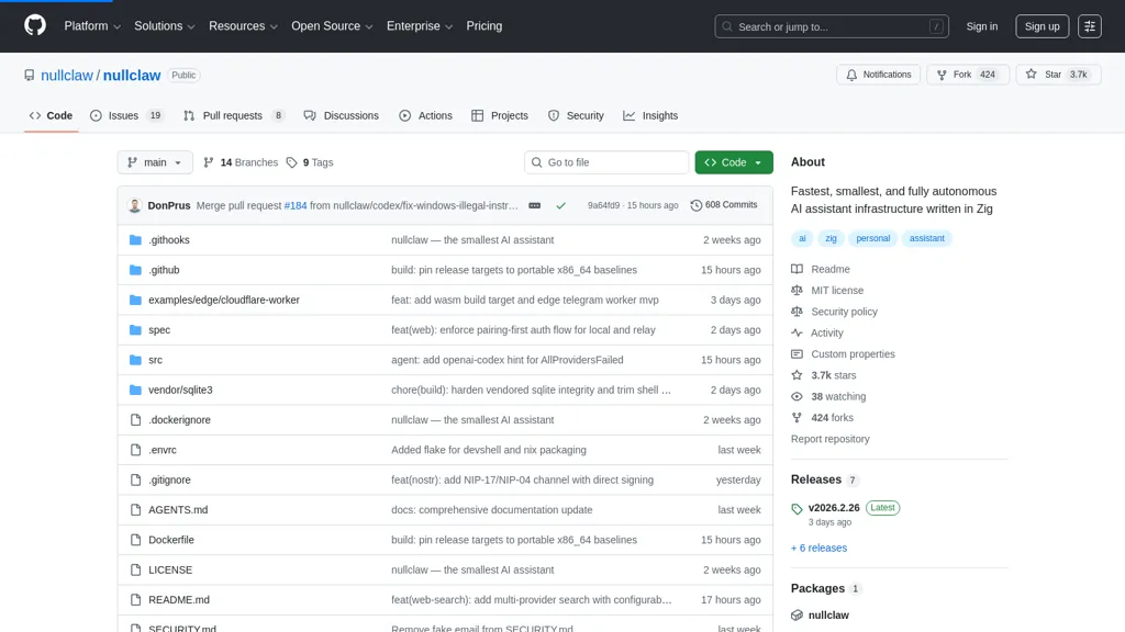 NullClaw AI tool screenshot