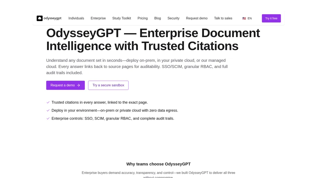 OdysseyGPT AI tool screenshot