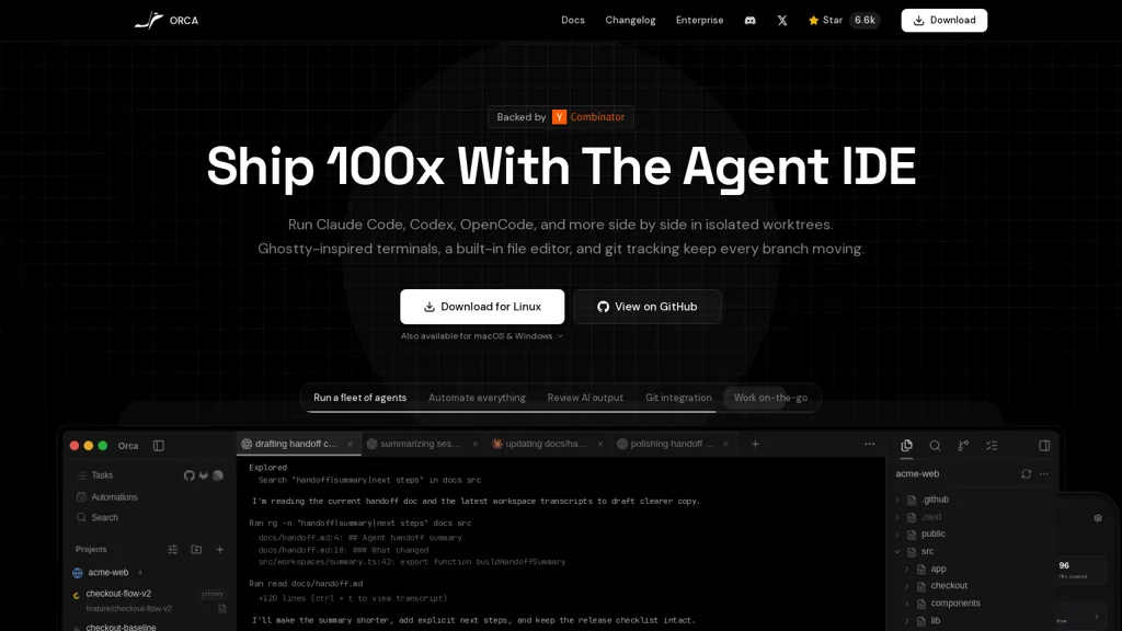Orca.dev AI tool screenshot