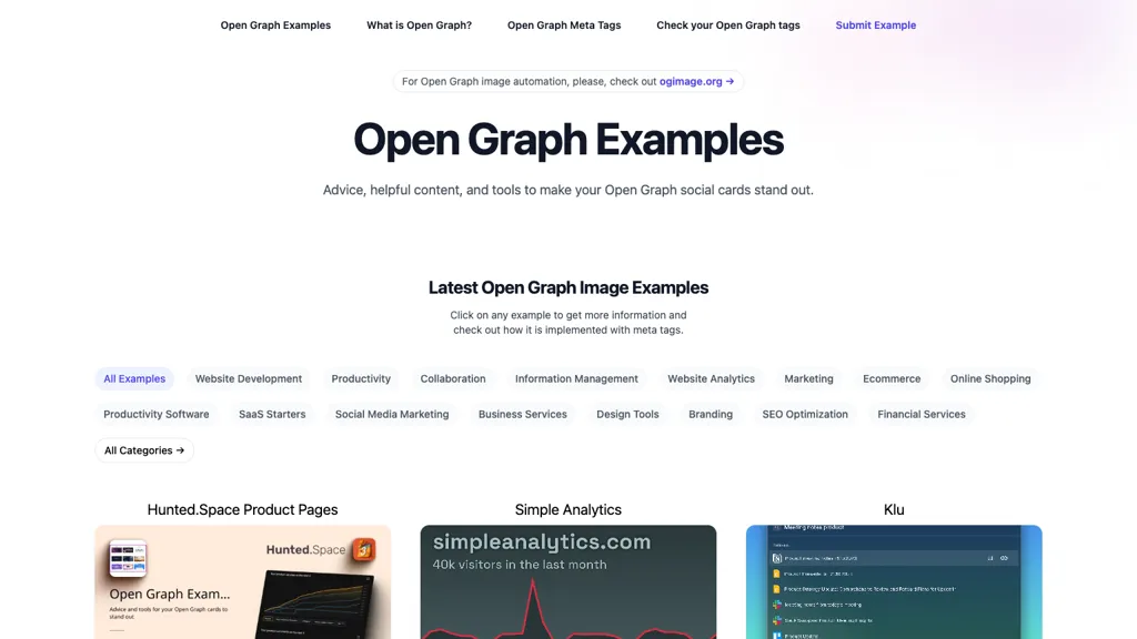 Open Graph Examples website