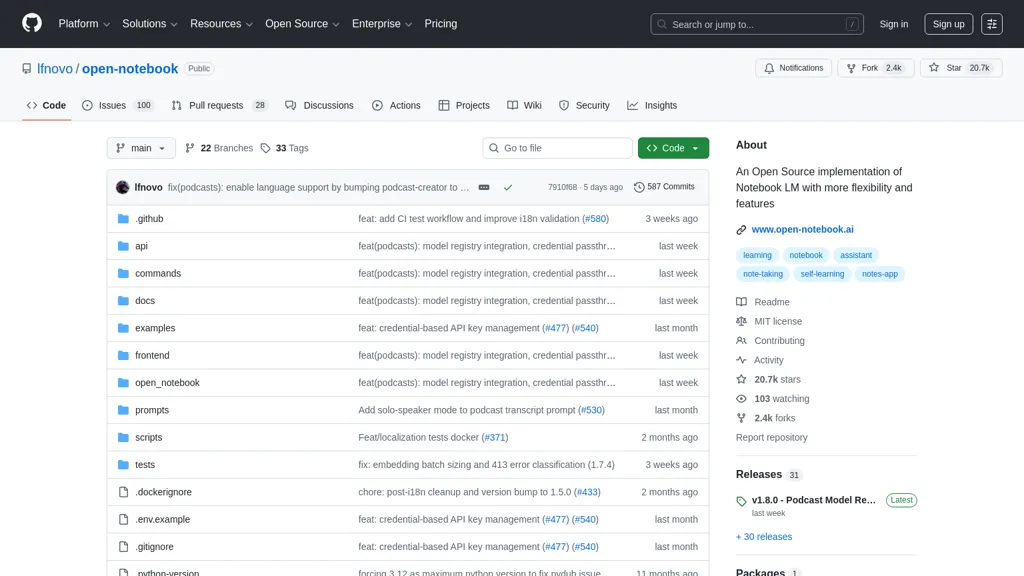 Open Notebook AI tool screenshot