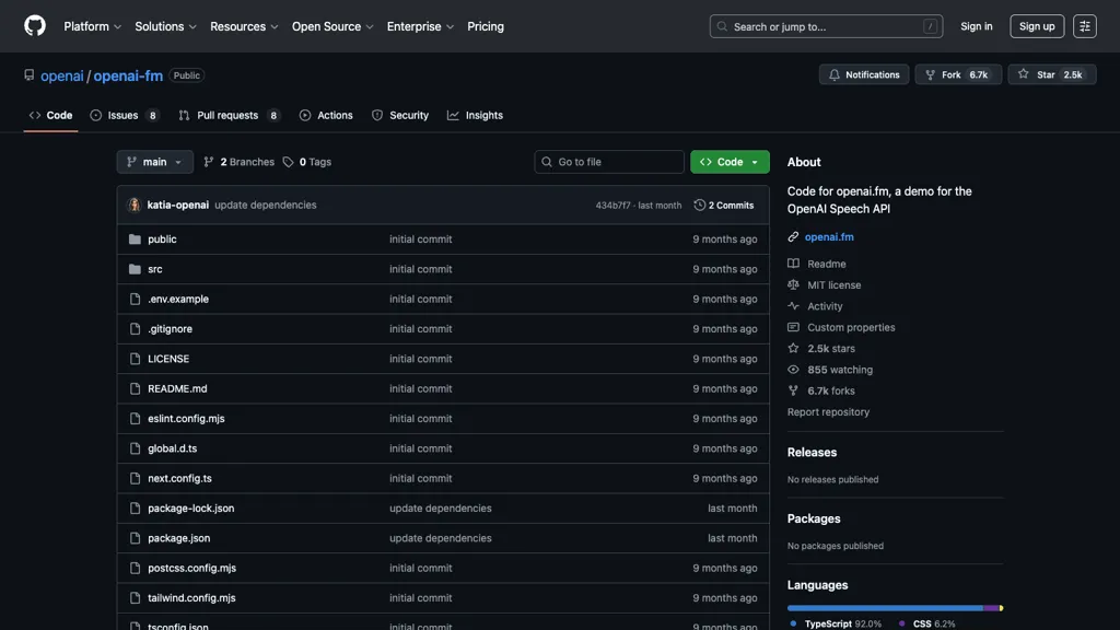 OpenAI.fm AI tool screenshot