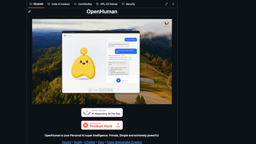 OpenHuman AI tool screenshot