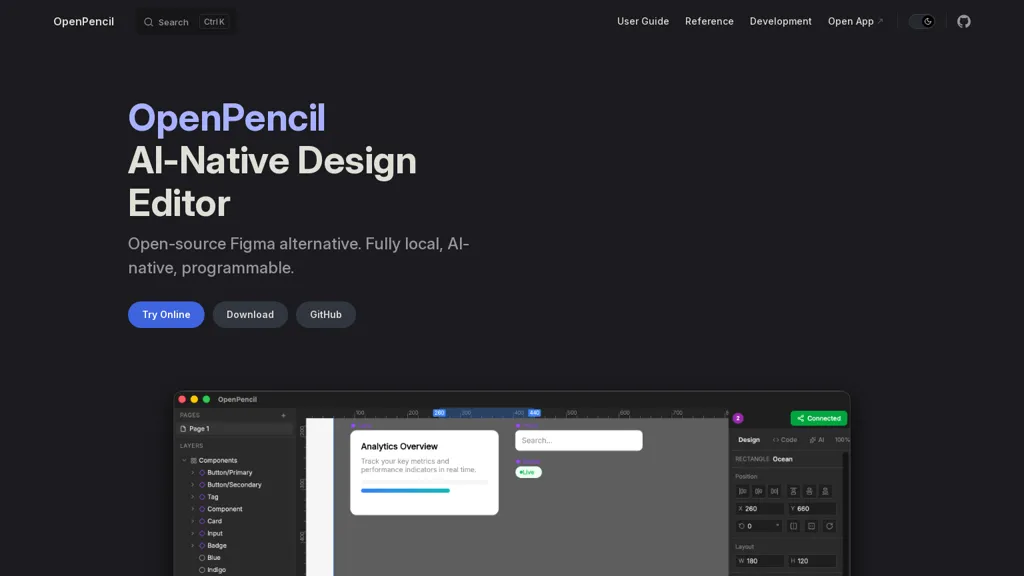 OpenPencil.dev AI tool screenshot