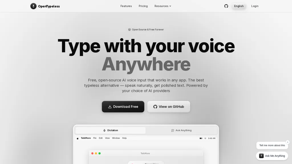OpenTypeless AI tool screenshot