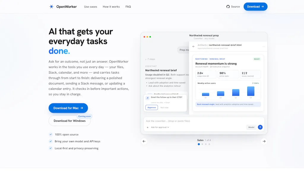 OpenWorker AI tool screenshot