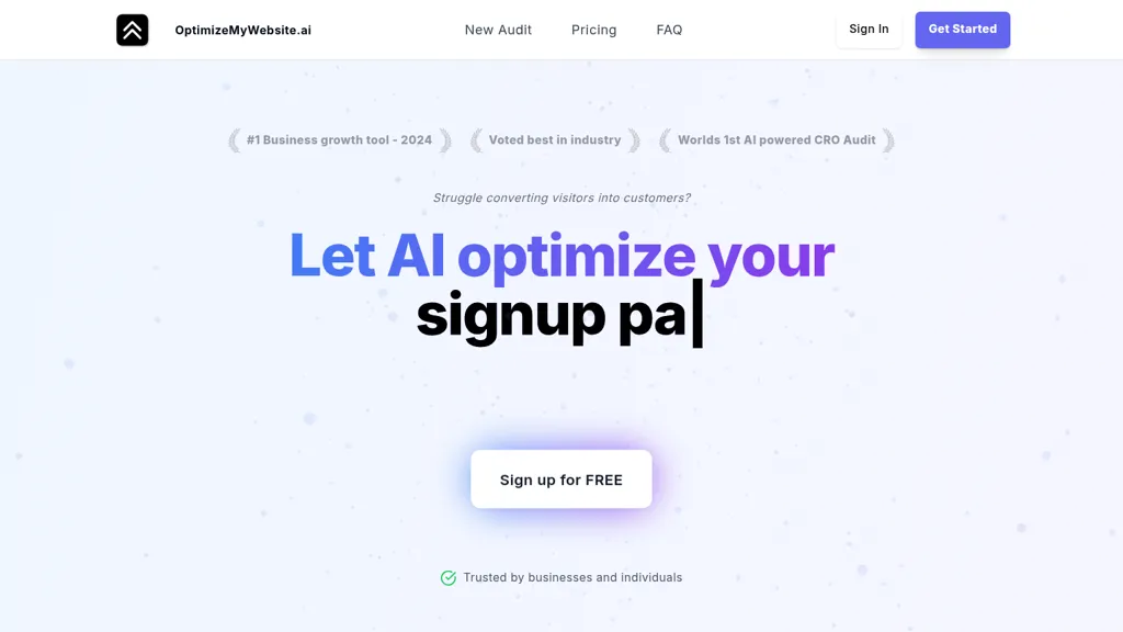 OptimizeMyWebsite.ai AI tool screenshot