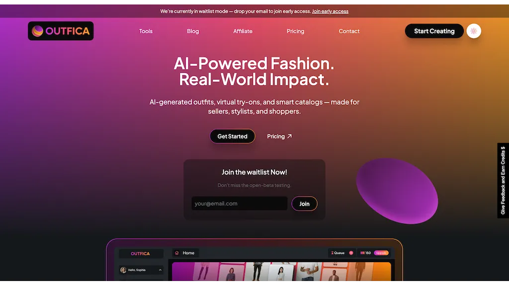 Outfica AI tool screenshot