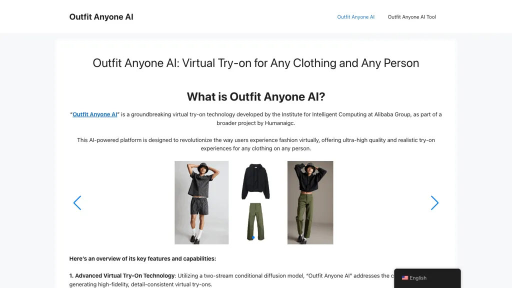 Outfit Anyone AI website