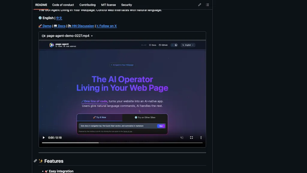 Page-agent AI tool screenshot