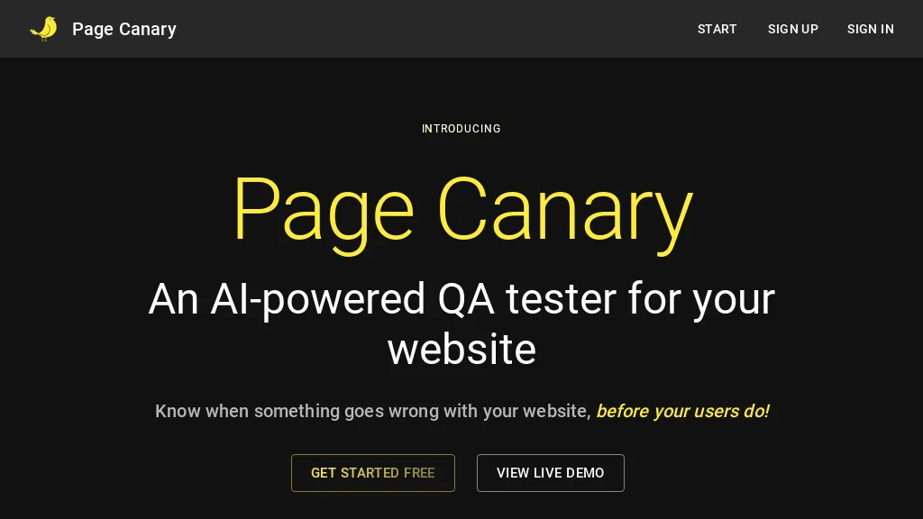 Page Canary website