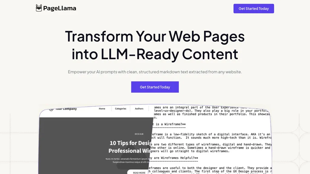 PageLlama website
