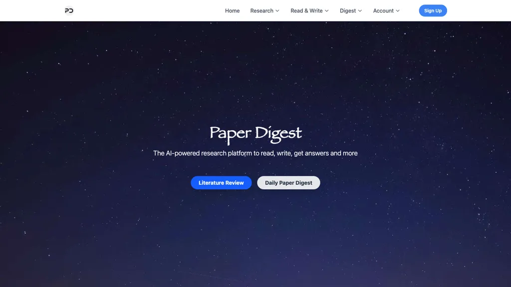 Paper Digest AI tool screenshot