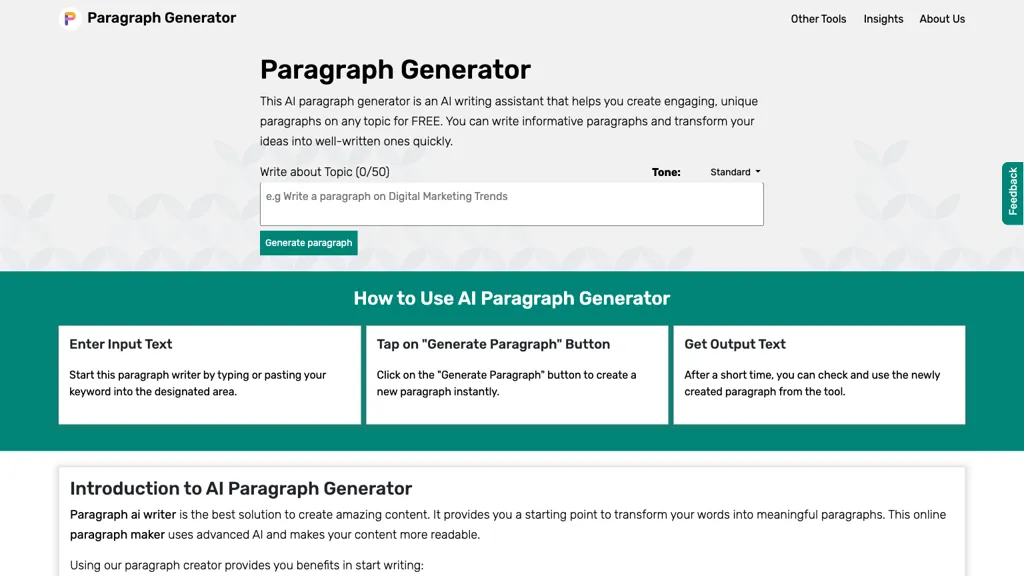 Paragraph Generator website