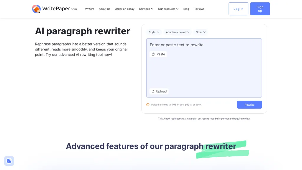 Paragraph Rewriter- Write Paper AI tool screenshot