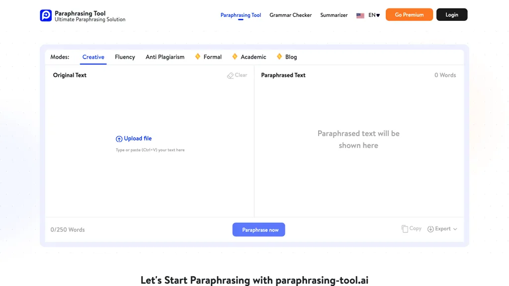 paraphrasing-tool.ai website