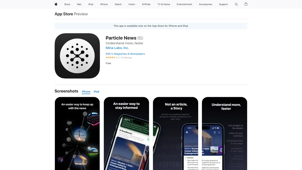Particle News AI tool screenshot