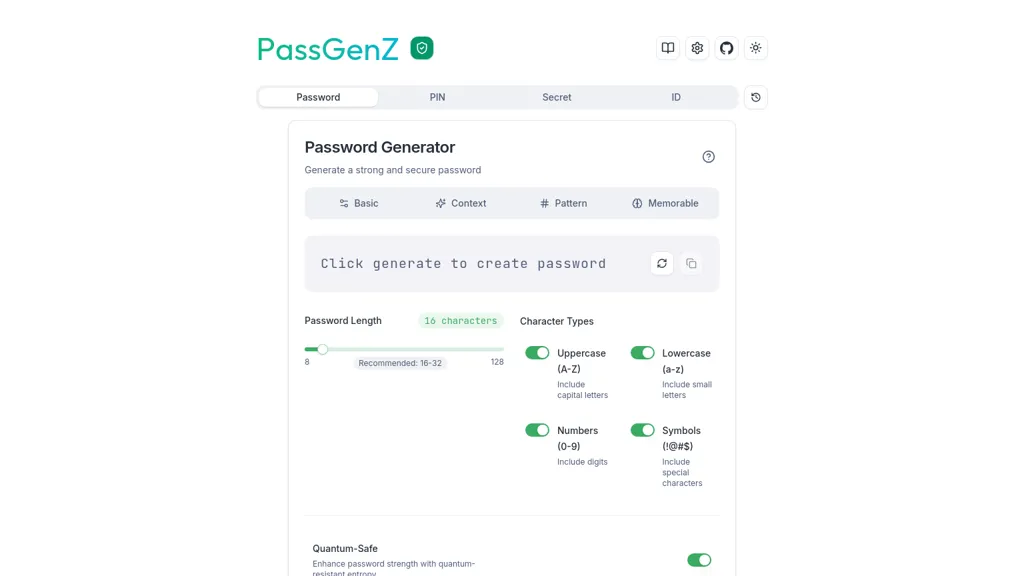 PassGenZ AI tool screenshot