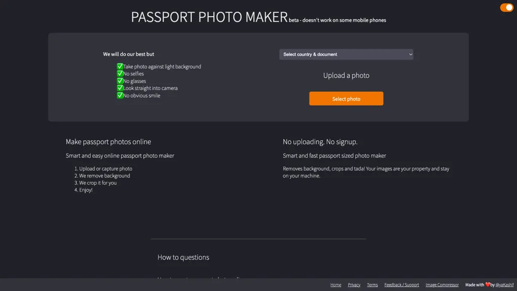 Passport Photo Maker website