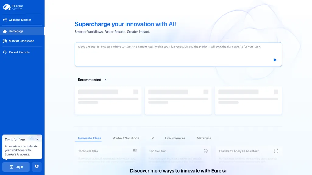 Patsnap Eureka AI tool screenshot