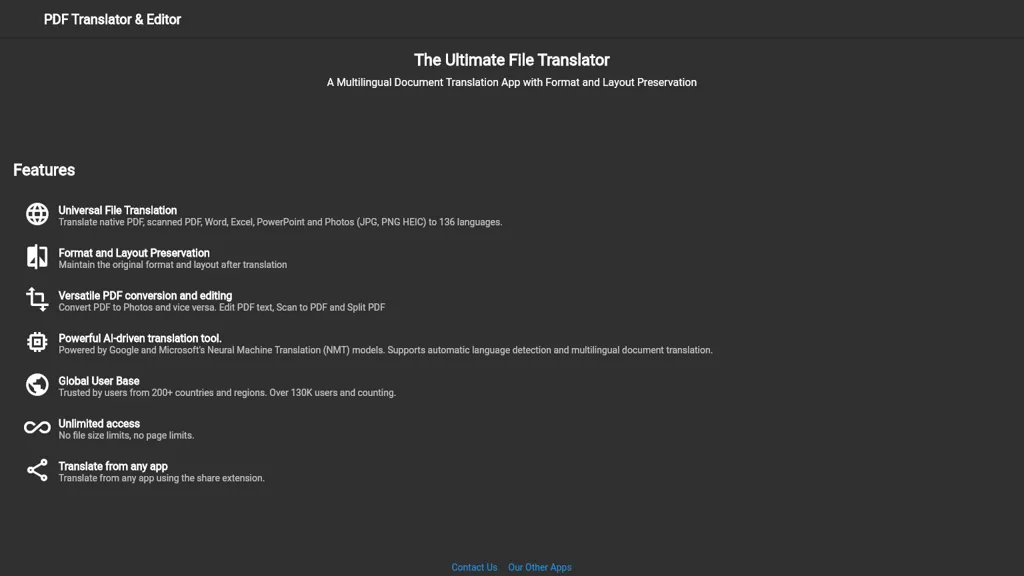 PDF Translator & Editor website