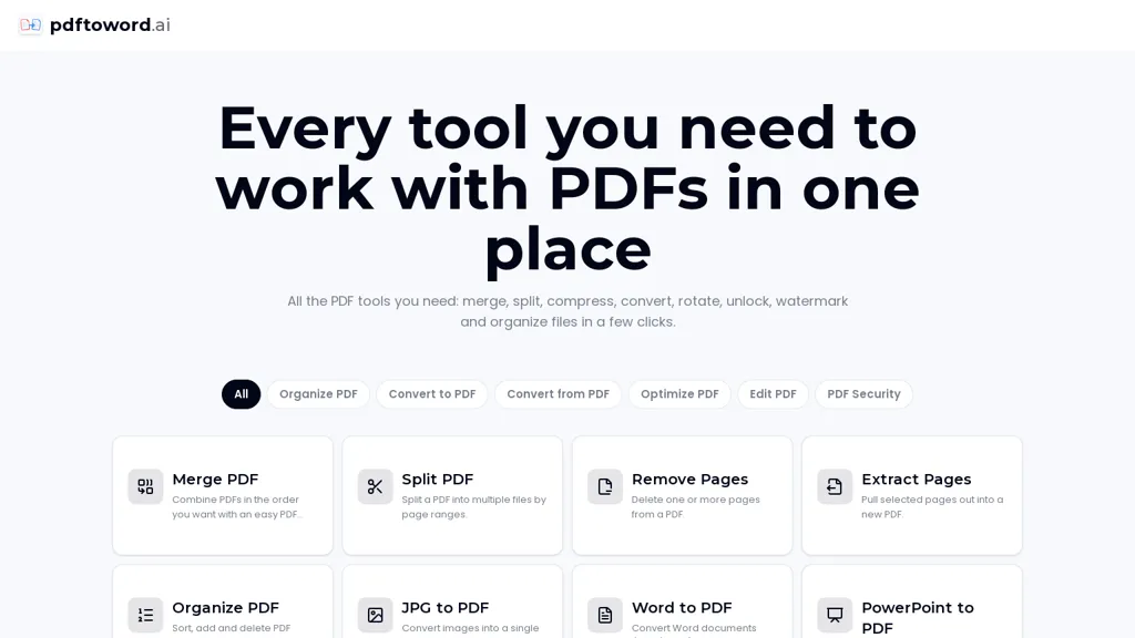 PDFtoword AI AI tool screenshot