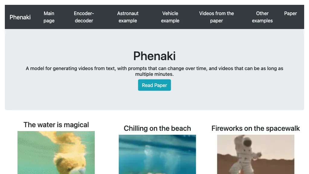 Phenaki website