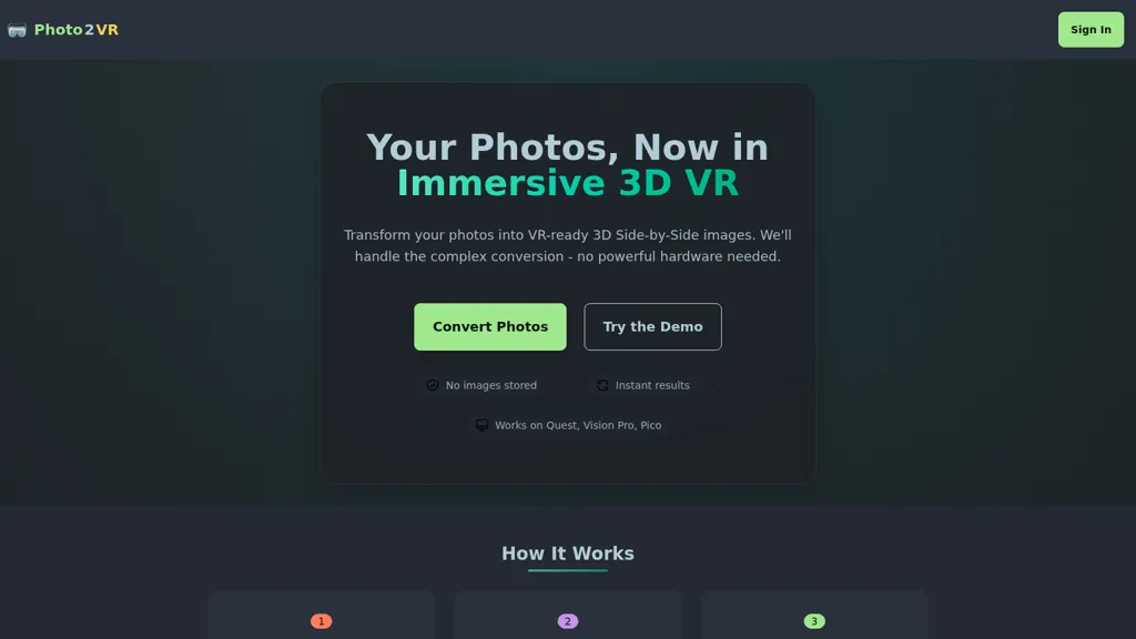 photo2vr.app AI tool screenshot