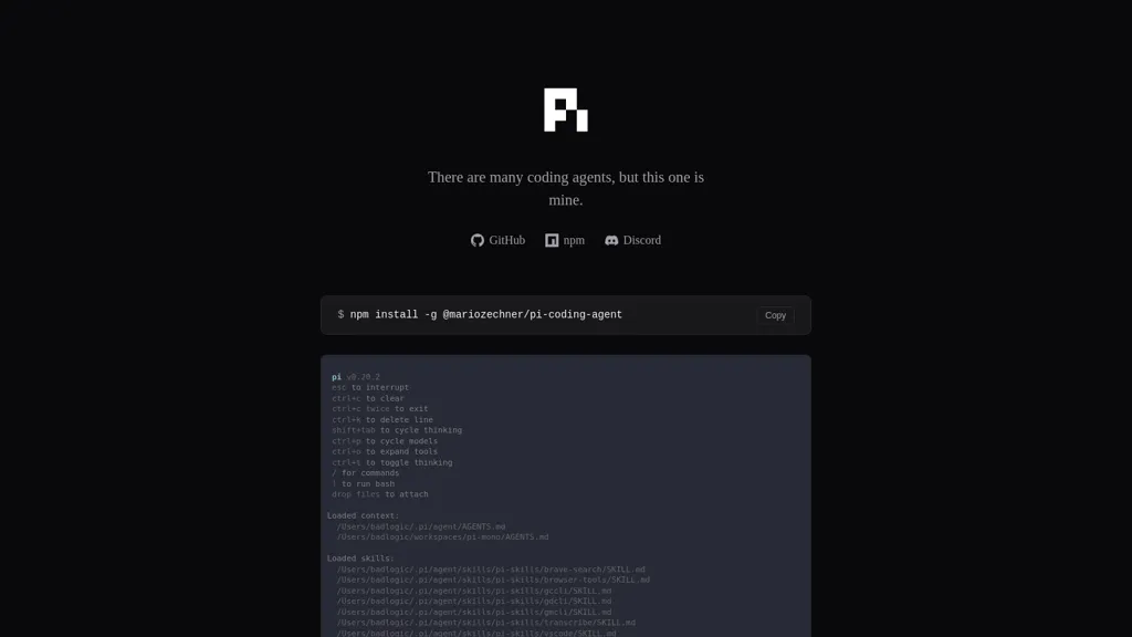 Pi.dev AI tool screenshot