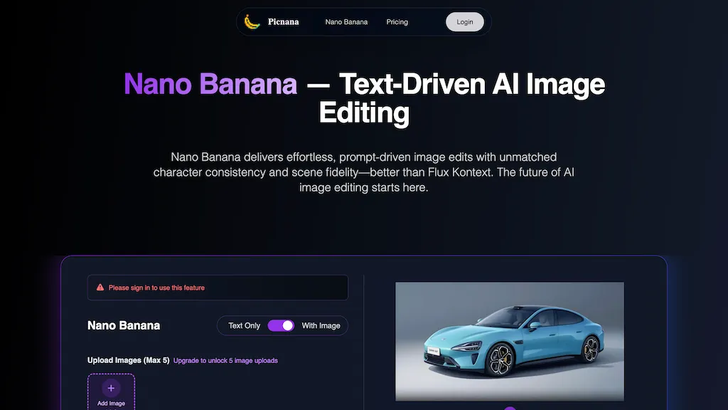 Picnana AI tool screenshot