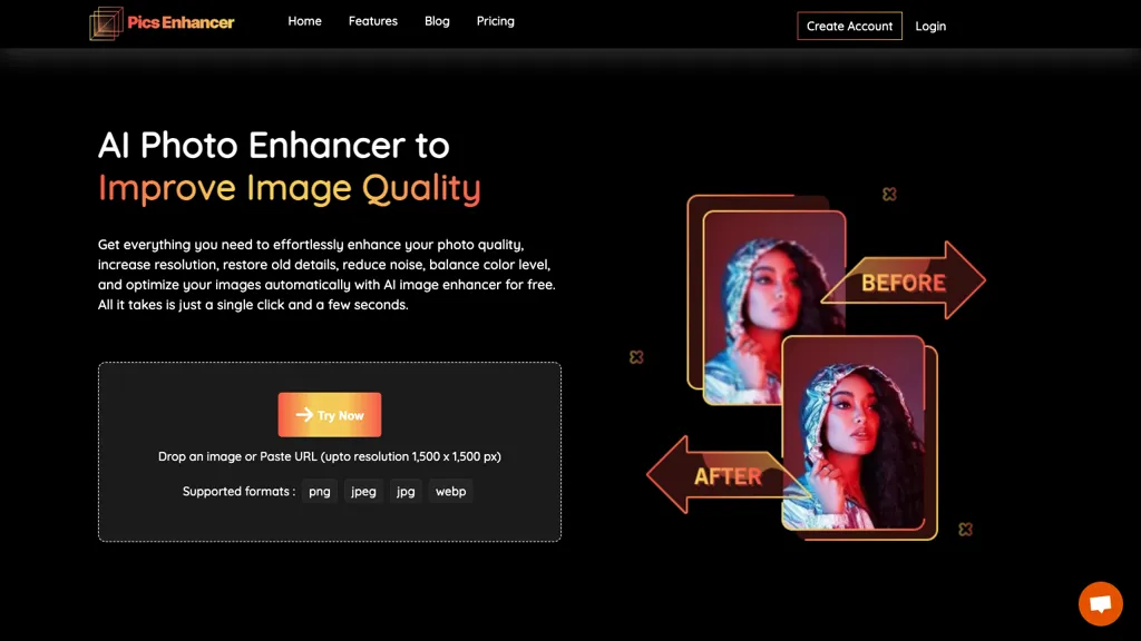 Pics Enhancer website