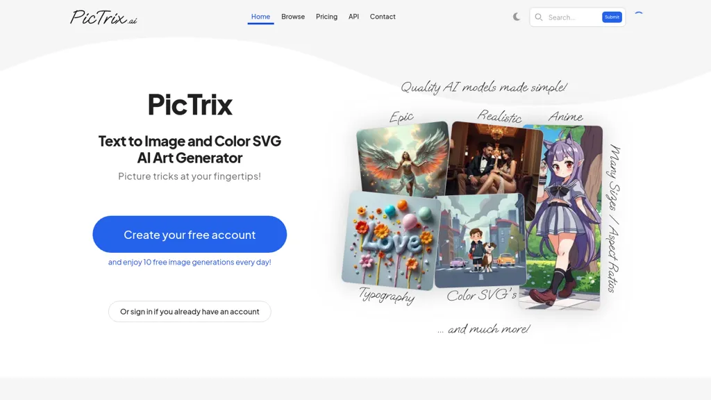 PicTrix.ai website
