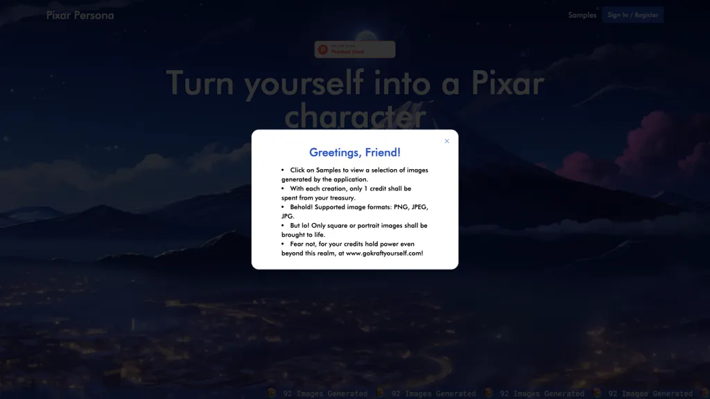Pixar Persona website