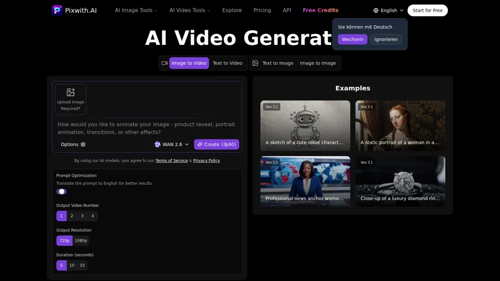 Pixwith AI tool screenshot
