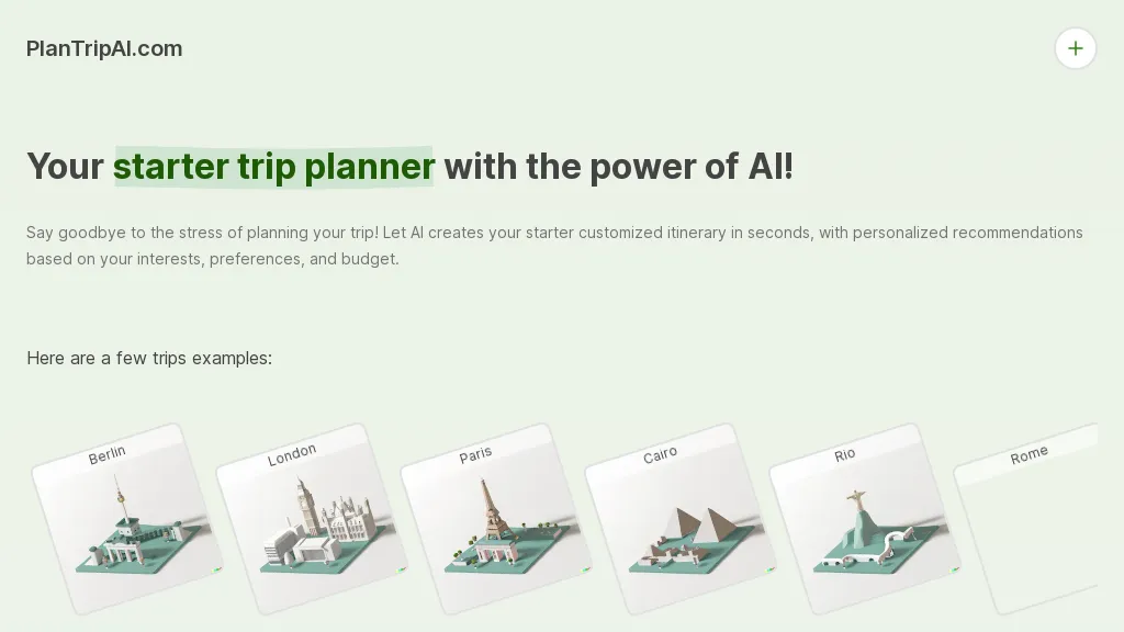 PlanTripAI website