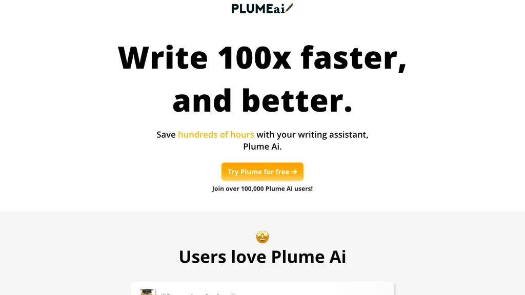 Plume AI website