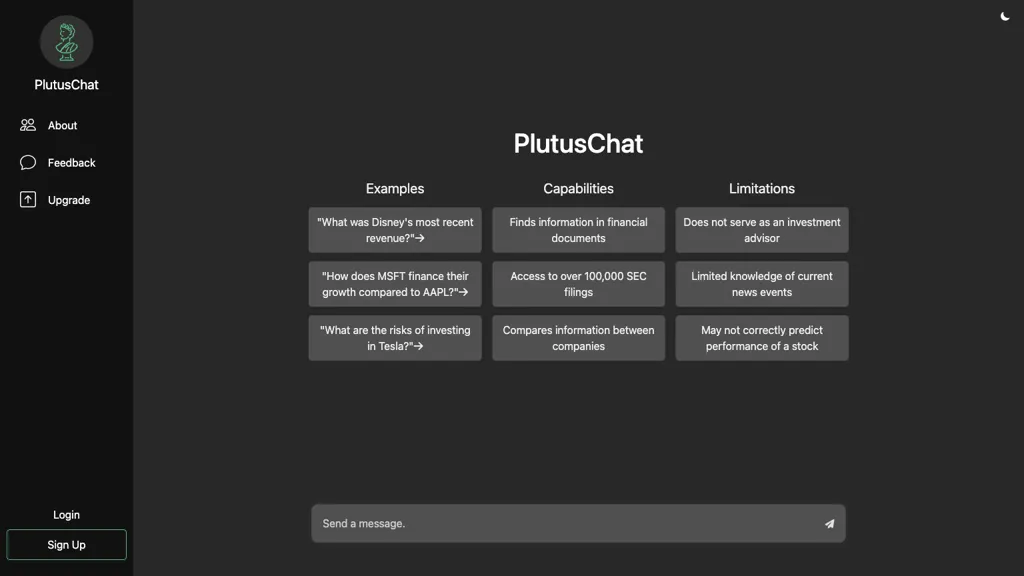 PlutusChat website
