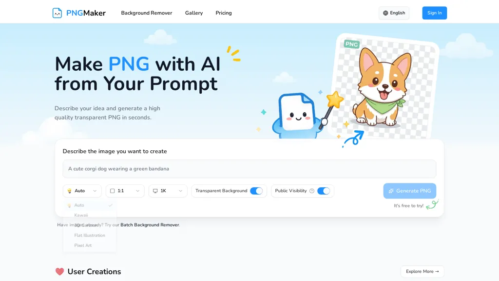 PNGMaker AI tool screenshot
