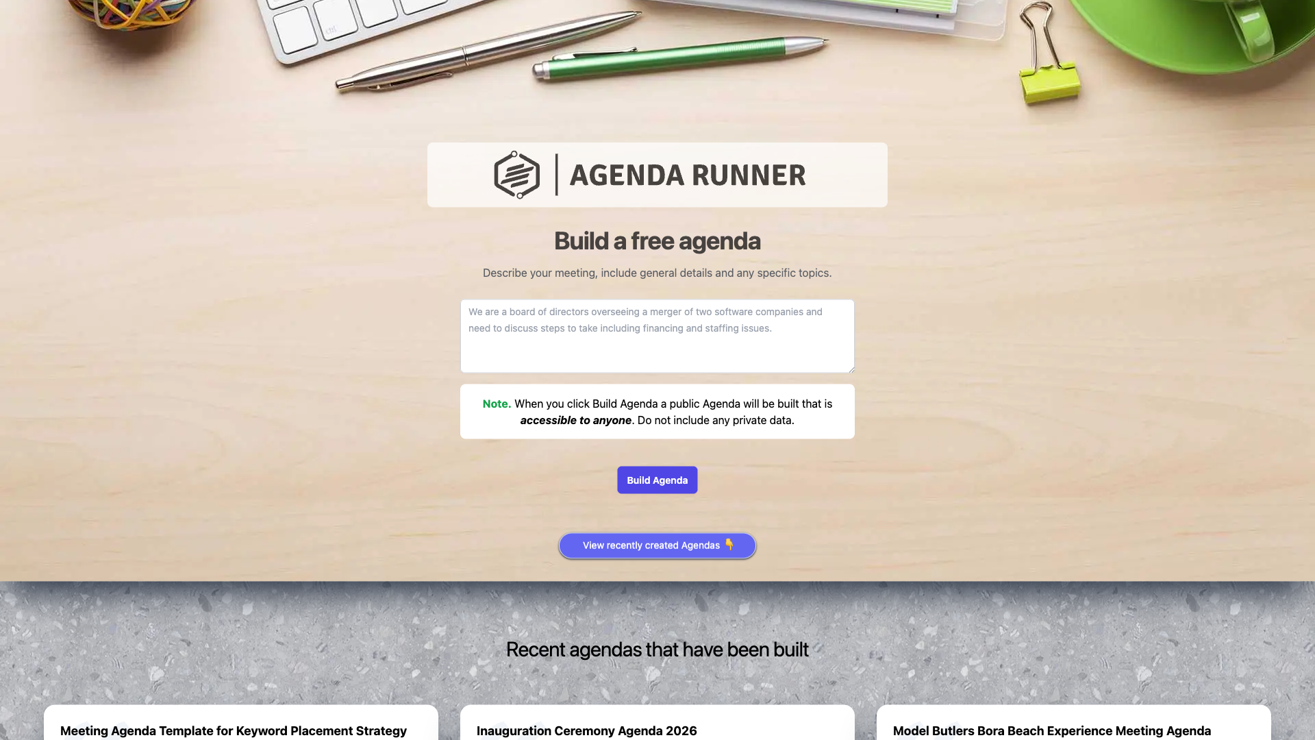 Agenda runner