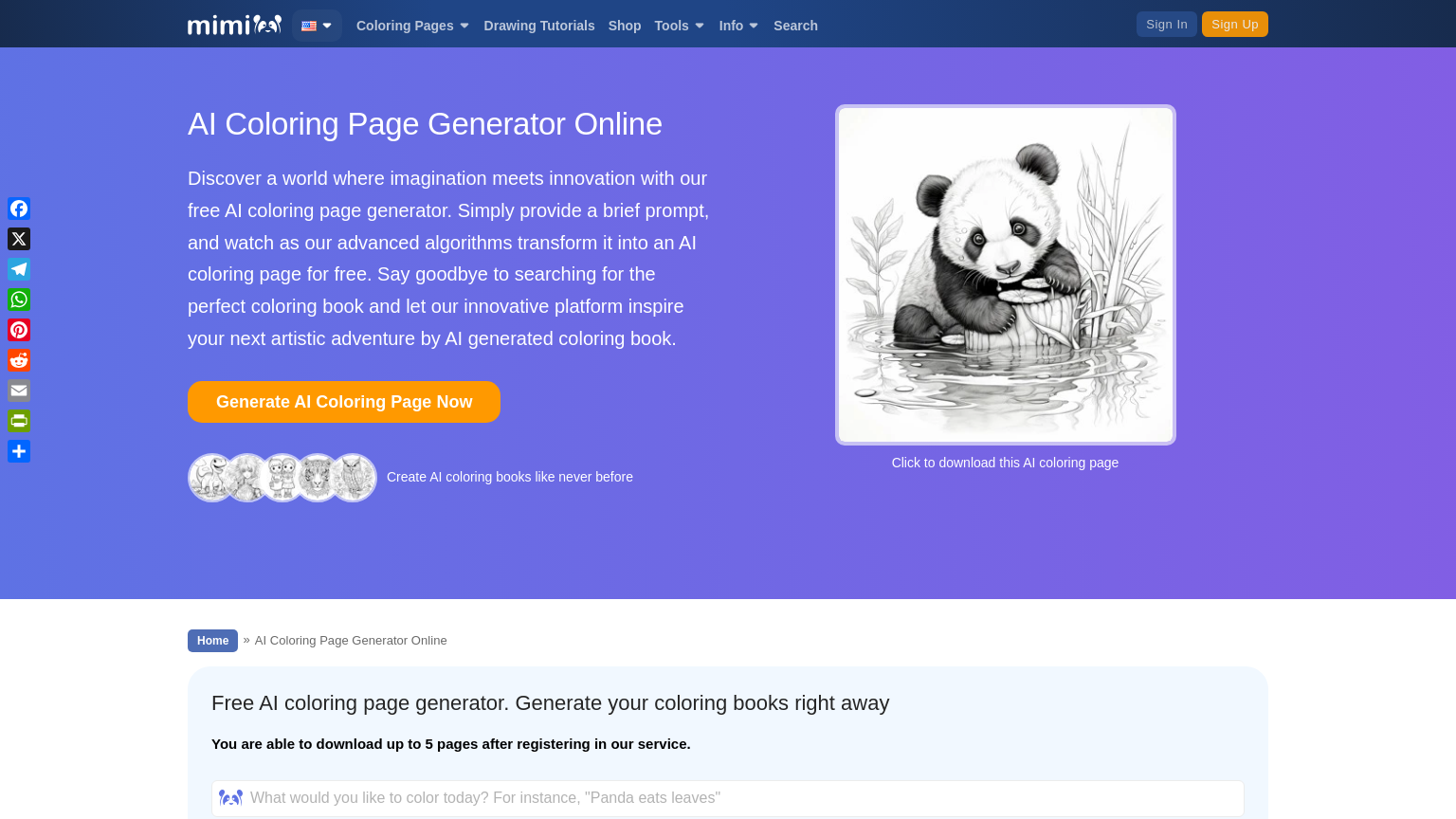 AI Coloring Page Generator Mimi - Ai Coloring Page Generator Online By Mimi Panda 