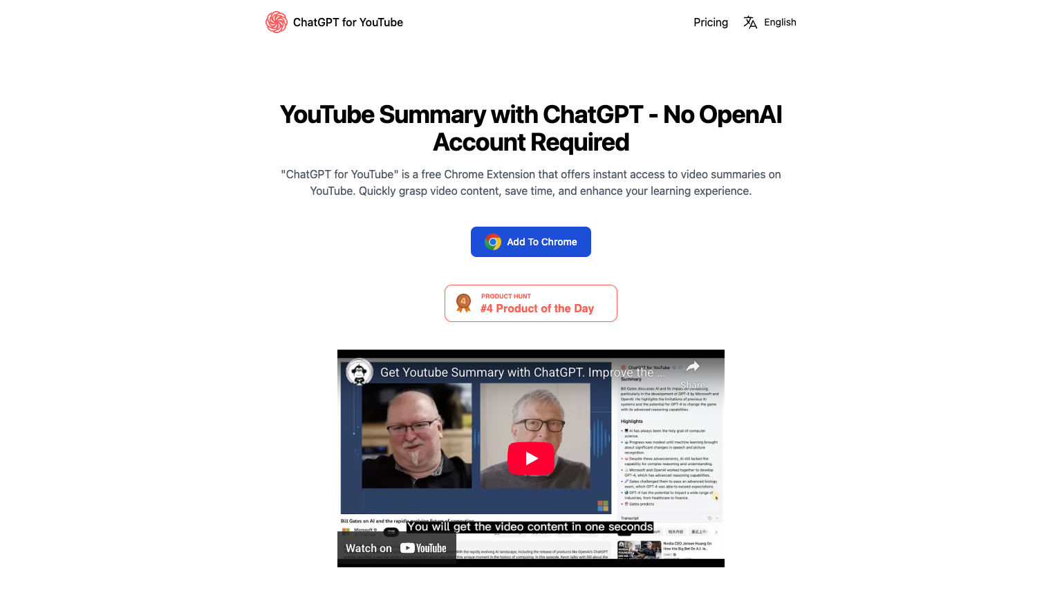 ChatGPT for YouTube - AI Summarizer Tool