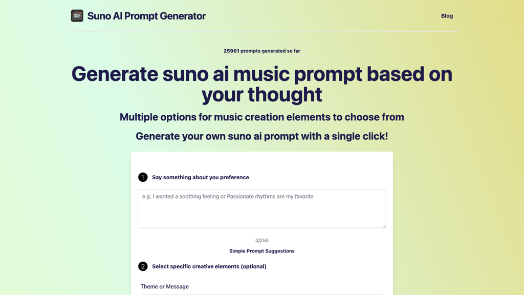 Music prompt generator