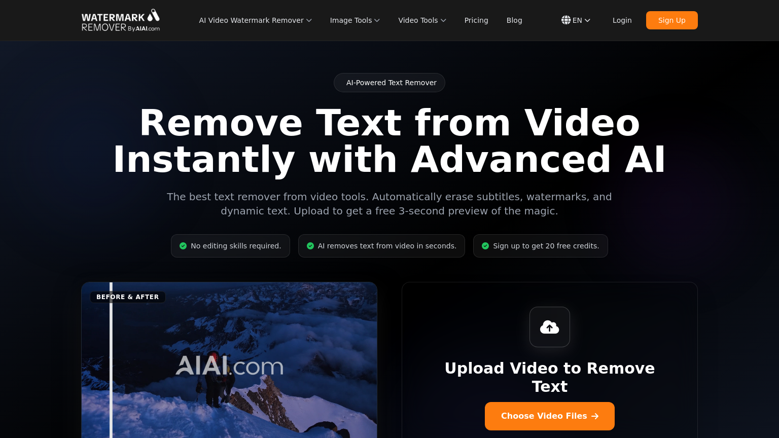 Remove text from video - AIAI - AI Video Editing Tool