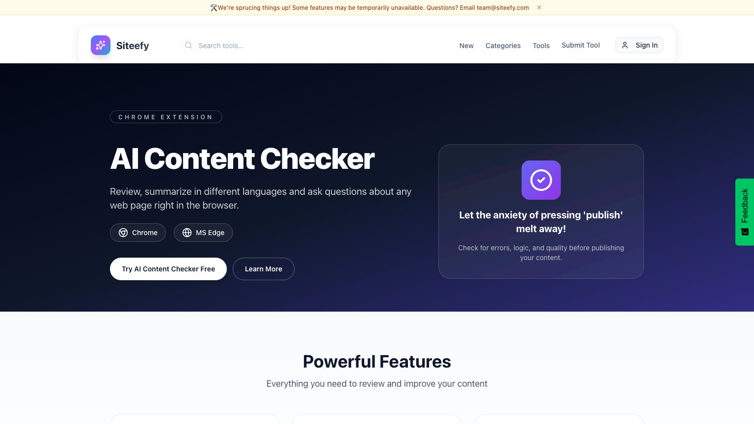 Siteefy content checker - AI Writing Assistant Tool