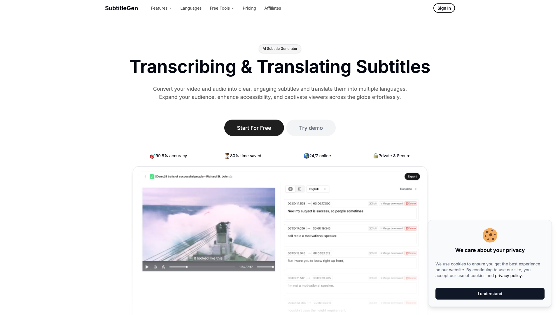 SubtitleGen - AI Transcriber Tool