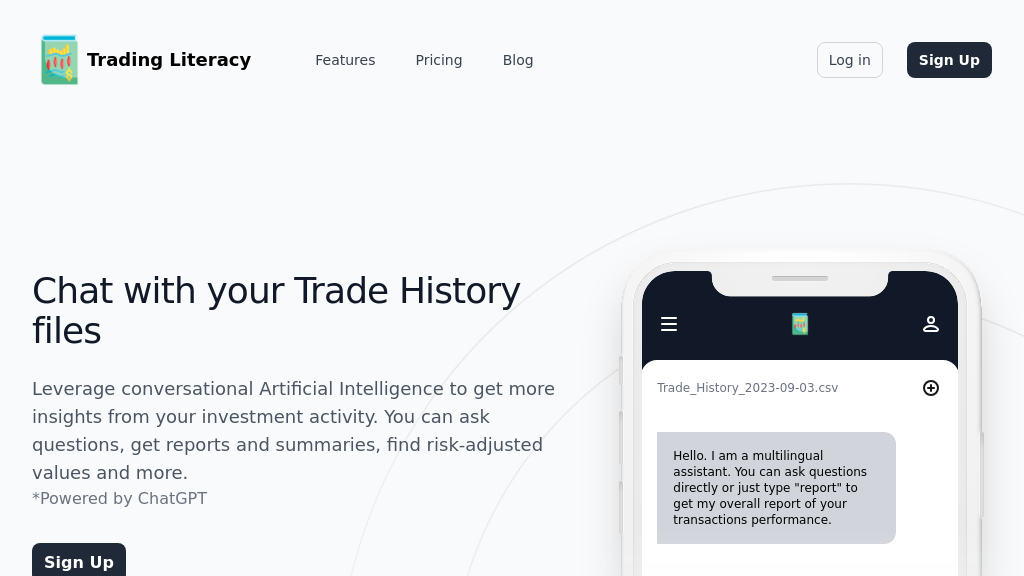 Treading Bot Log In Trading Literacy Bot - AI Investment Tool