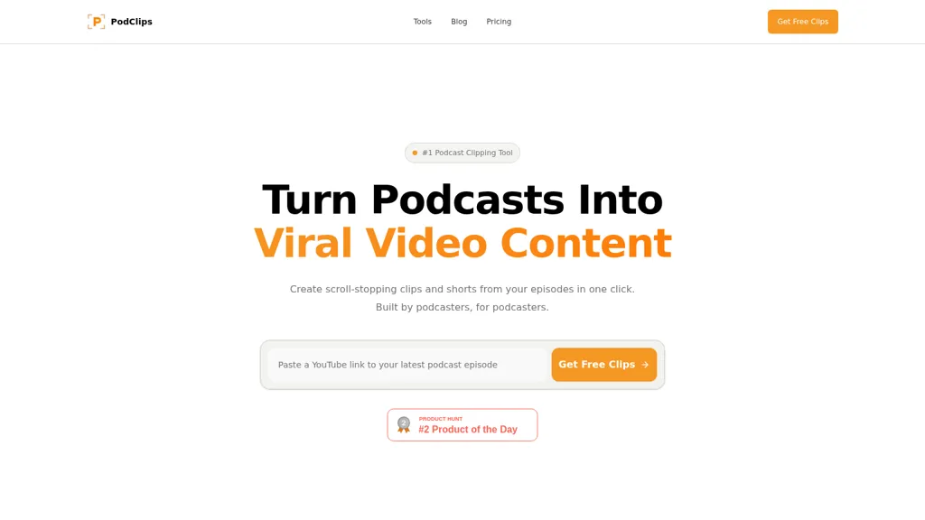 PodClips AI tool screenshot