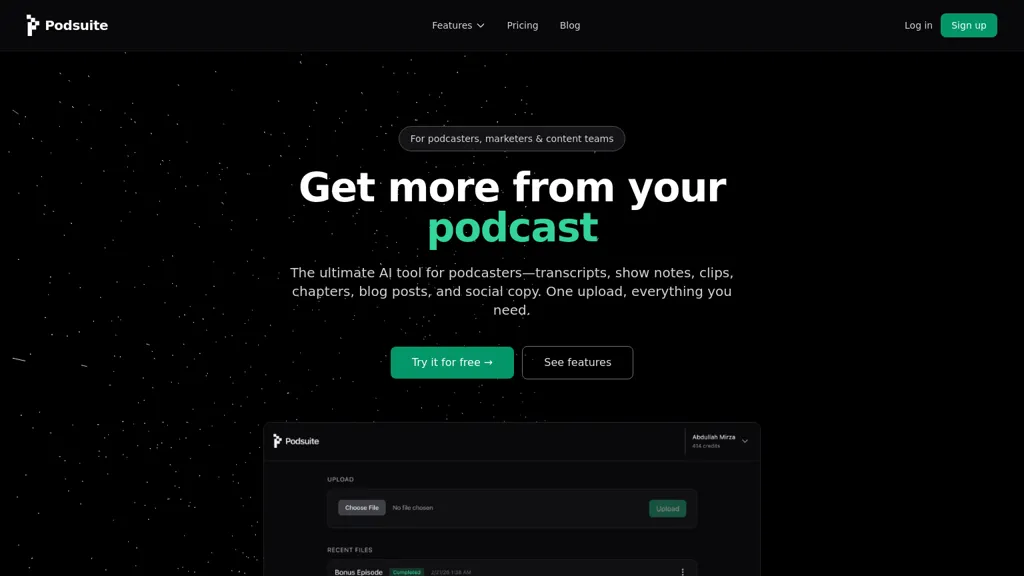 Podsuite AI tool screenshot