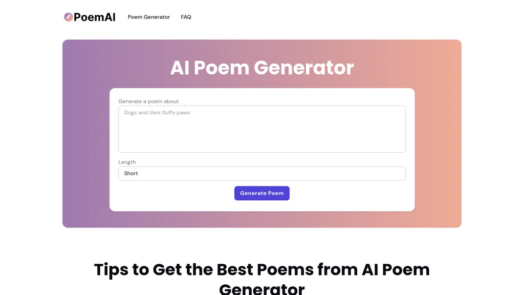 PoemAI website